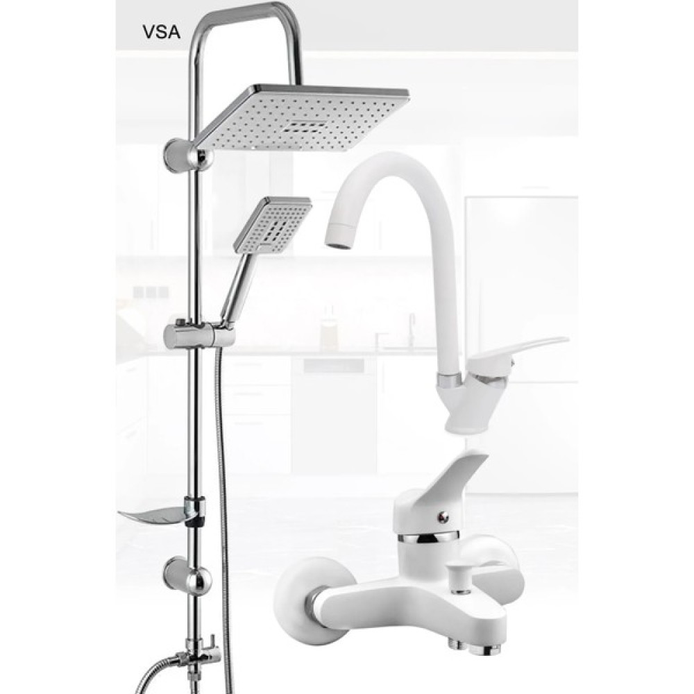 Bdl Armatür Beyaz Yağmurlama Tepe Duş Seti Banyo Lavabo Batarya Set Yeni Nesil Sürgülü Duş Seti Duş Seti Fiyatı