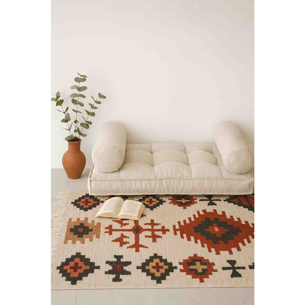 BDPHOME Yer Minderi Şeker Yastıklı - 120 x 60 cm - Açık Krem Yastık Kılıfı Fiyatı