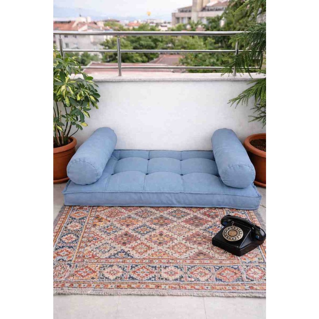 BDPHOME Yer Minderi Şeker Yastıklı - 120 x 60 cm - Açık Mavi Yastık Kılıfı Fiyatı