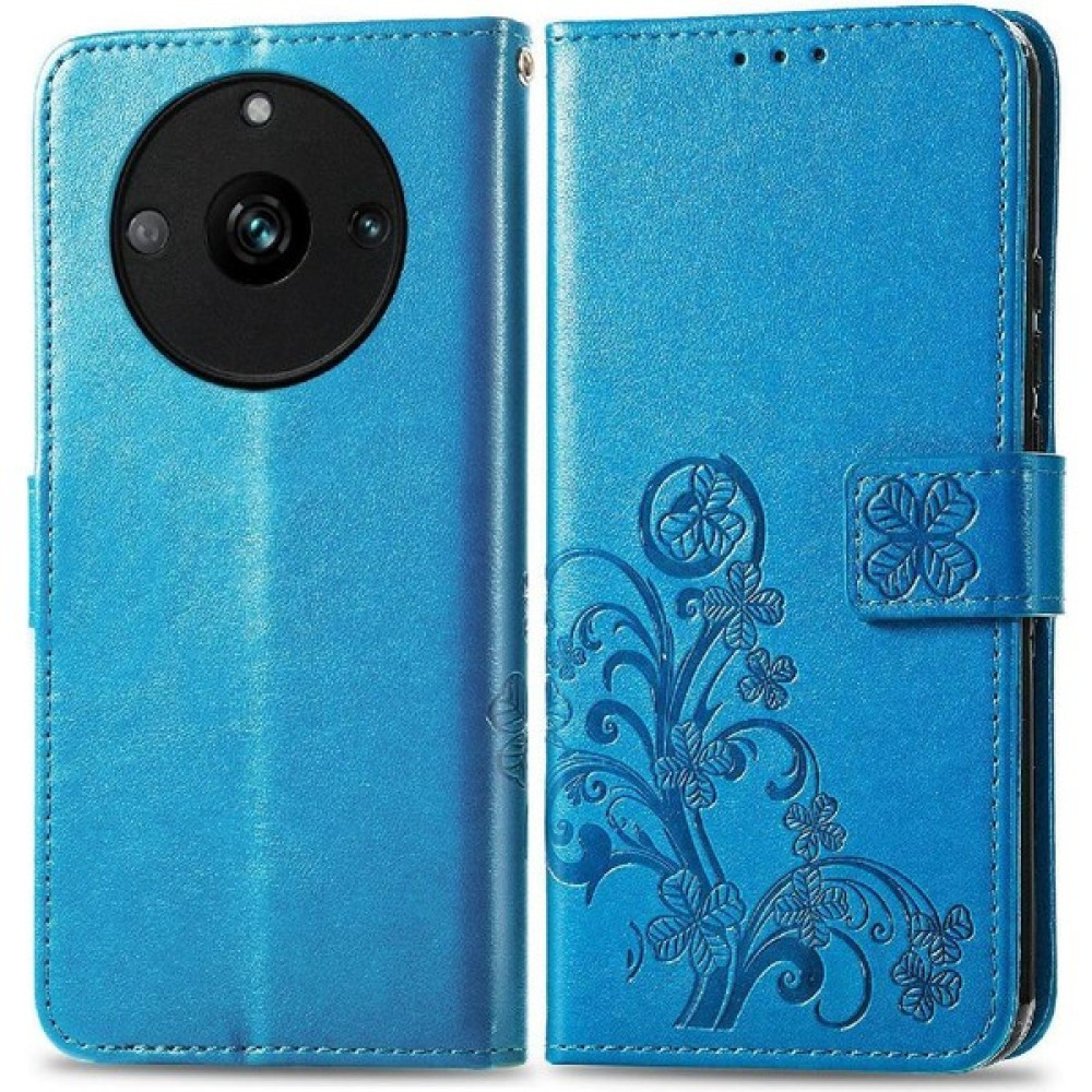 BDT Boutique Realme 11 Pro Zarif Iş Dört Yapraklı Yonca Deri Kılıf (Yurt Dışından) - Mavi Cep Telefonu Kılıfı Fiyatı