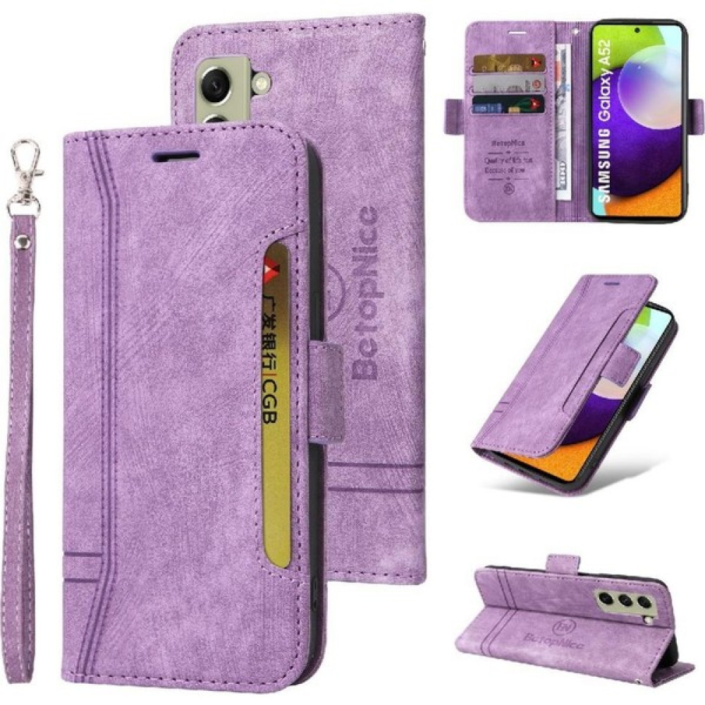BDT Boutique Samsung Galaxy S21 Fe 5g Için Kılıf Cüzdan Kapak Çevirin Kart Yuvaları Tpu Deri (Yurt Dışından) - Mor Cep Telefonu Kılıfı Fiyatı