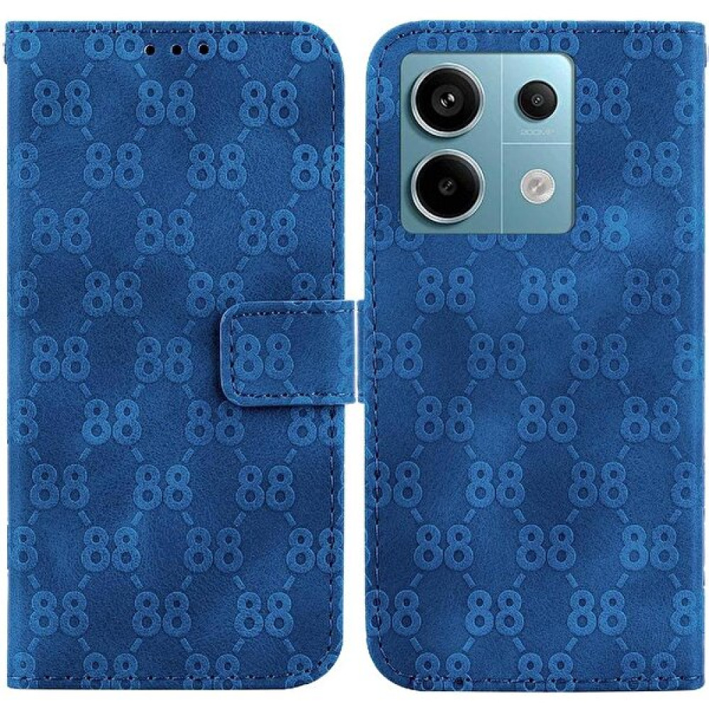 BDT Boutique Telefon Kılıfı Için Xiaomi Poco X6 Cüzdan Kapak Pu Deri Çift 8 Kabartmalı (Yurt Dışından) - Mavi Cep Telefonu Kılıfı Fiyatı