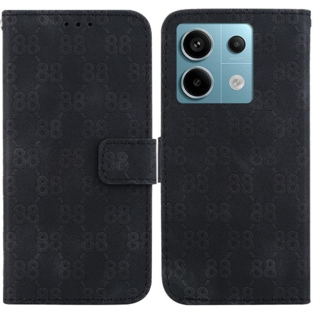 BDT Boutique Telefon Kılıfı Için Xiaomi Poco X6 Cüzdan Kapak Pu Deri Çift 8 Kabartmalı (Yurt Dışından) - Siyah Cep Telefonu Kılıfı Fiyatı