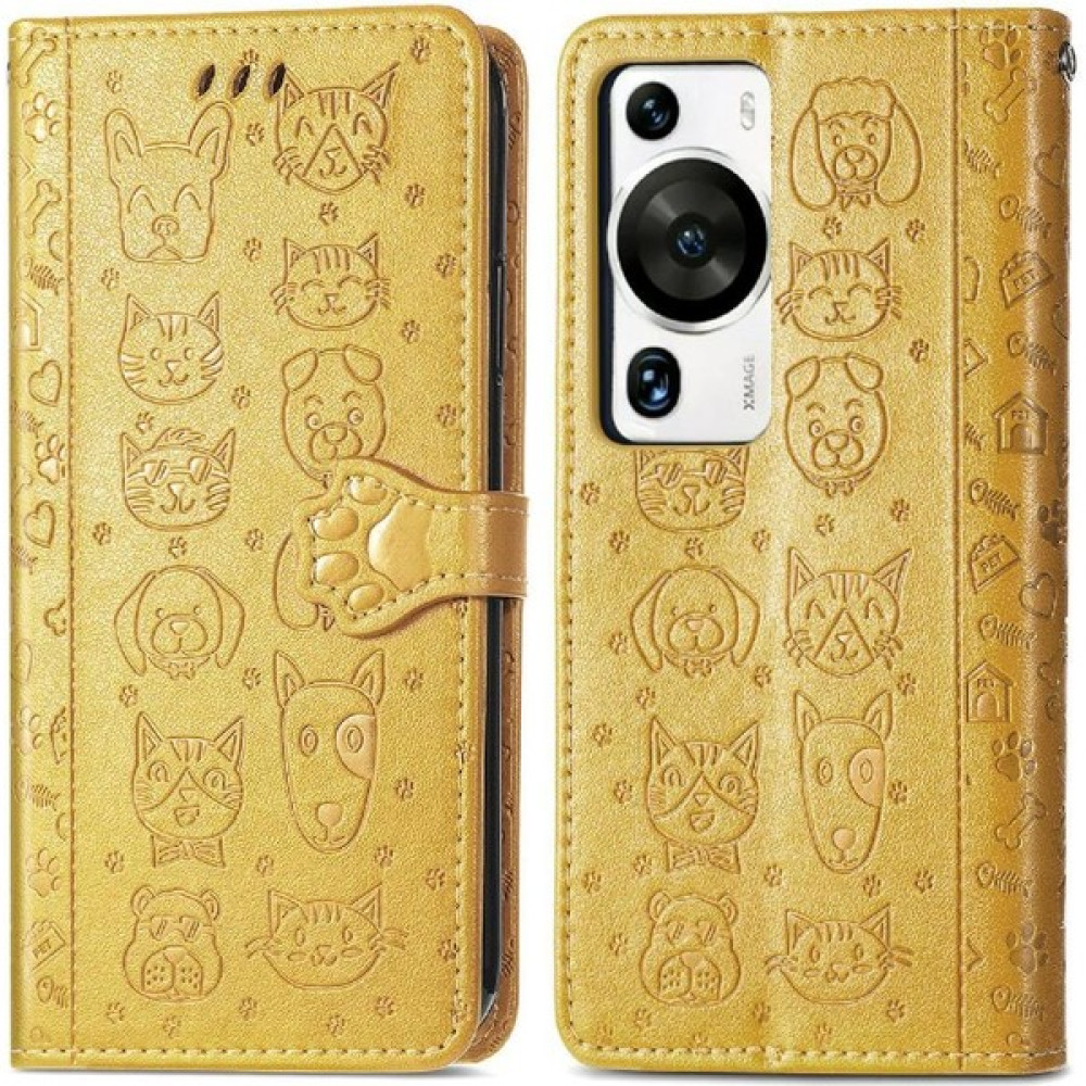 BDT Market - 9116 Huawei P60 Pro Karikatür Hayvanlar Için Kılıf Kısa Kayış Darbeye Kapak Çevirin (Yurt Dışından) - Sarı Cep Telefonu Kılıfı Fiyatı