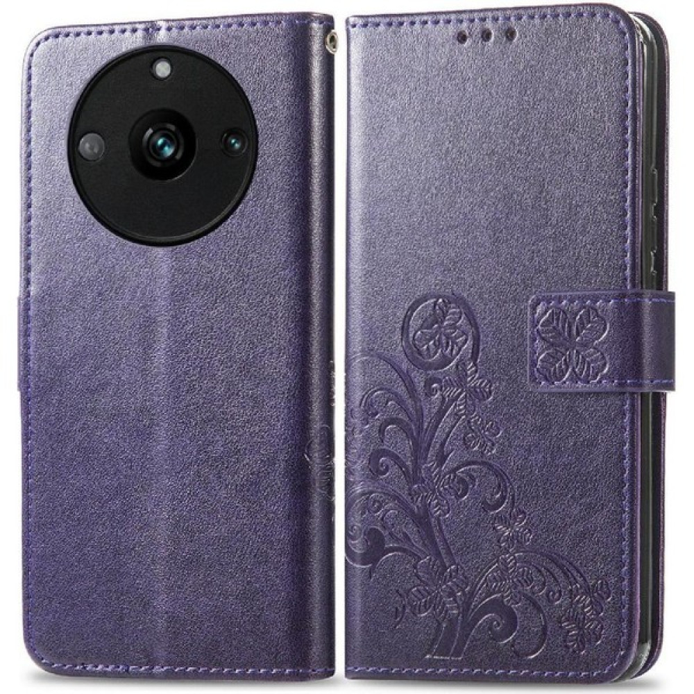BDT Market - 9116 Realme 11 Pro Zarif Iş Dört Yapraklı Yonca Deri Kılıf (Yurt Dışından) - Leylak Moru Cep Telefonu Kılıfı Fiyatı
