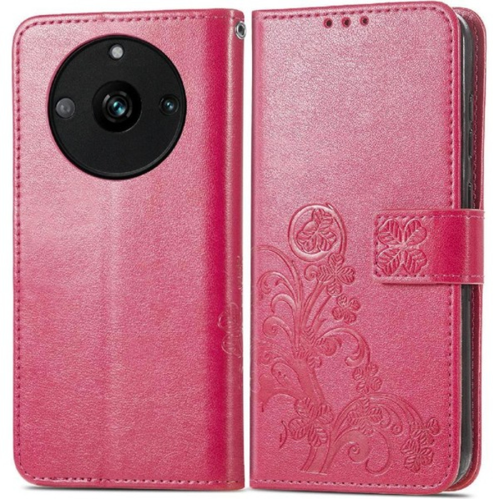 BDT Market - 9116 Realme 11 Pro Zarif Iş Dört Yapraklı Yonca Deri Kılıf (Yurt Dışından) - Pembe Cep Telefonu Kılıfı Fiyatı