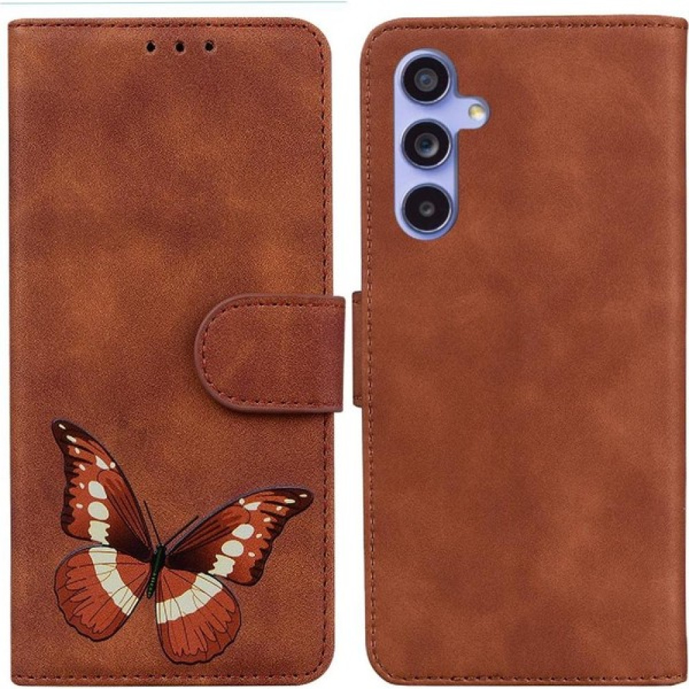BDT Market - 9116 Samsung Galaxy S23 Fe 5g Cüzdan Kelebek Renk Baskılı Flip Kart (Yurt Dışından) - Kızıl Cep Telefonu Kılıfı Fiyatı