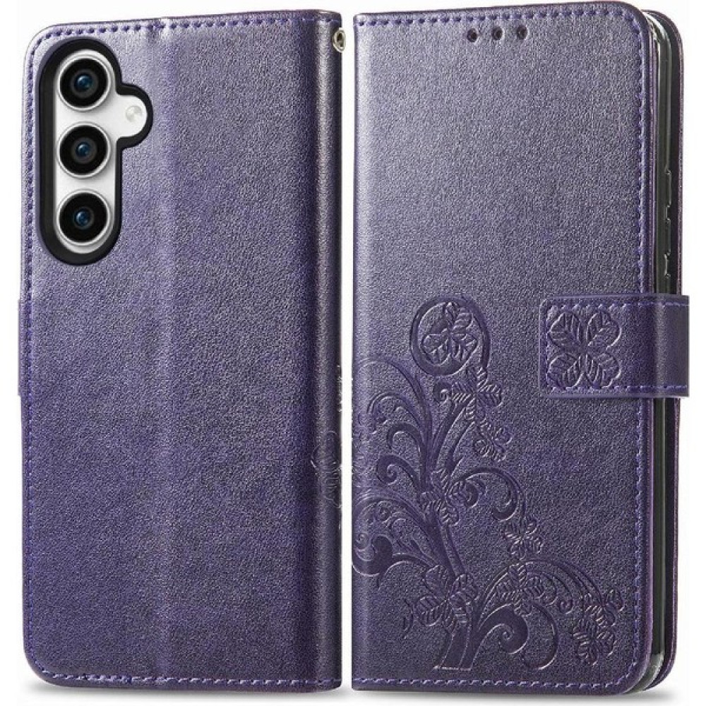 BDT Market - 9116 Samsung Galaxy S23FE Flip Kapak Için Kılıf Kısa Kayış Dört Yapraklı Yonca Durumda (Yurt Dışından) - Leylak Moru - 1 Cep Telefonu Kılıfı Fiyatı