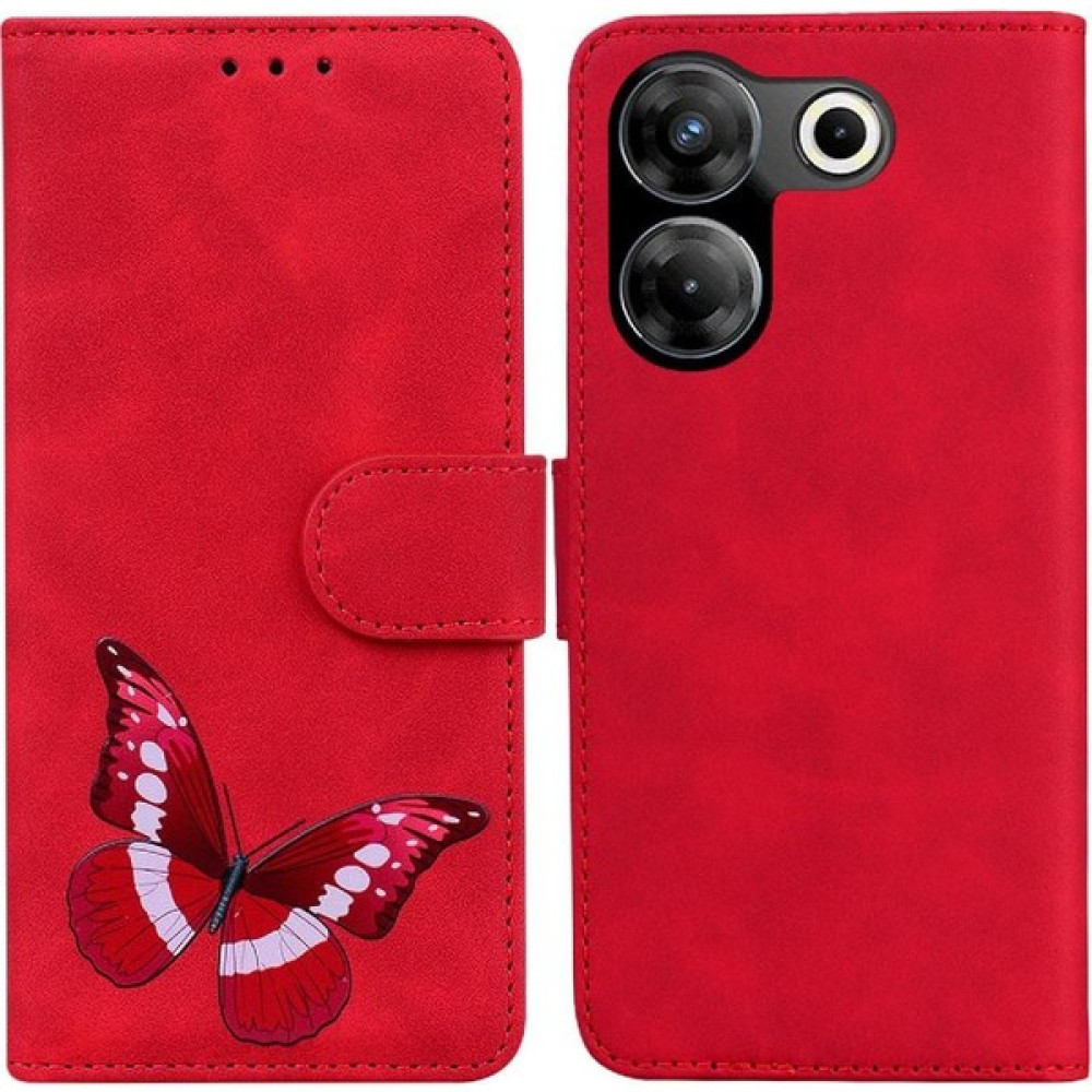 BDT Market - 9116 Tecno Camon 20 Pro 4g Için Kılıf Cüzdan Flip Folio Kapak Renk Baskılı Kart (Yurt Dışından) - Kırmızı Cep Telefonu Kılıfı Fiyatı