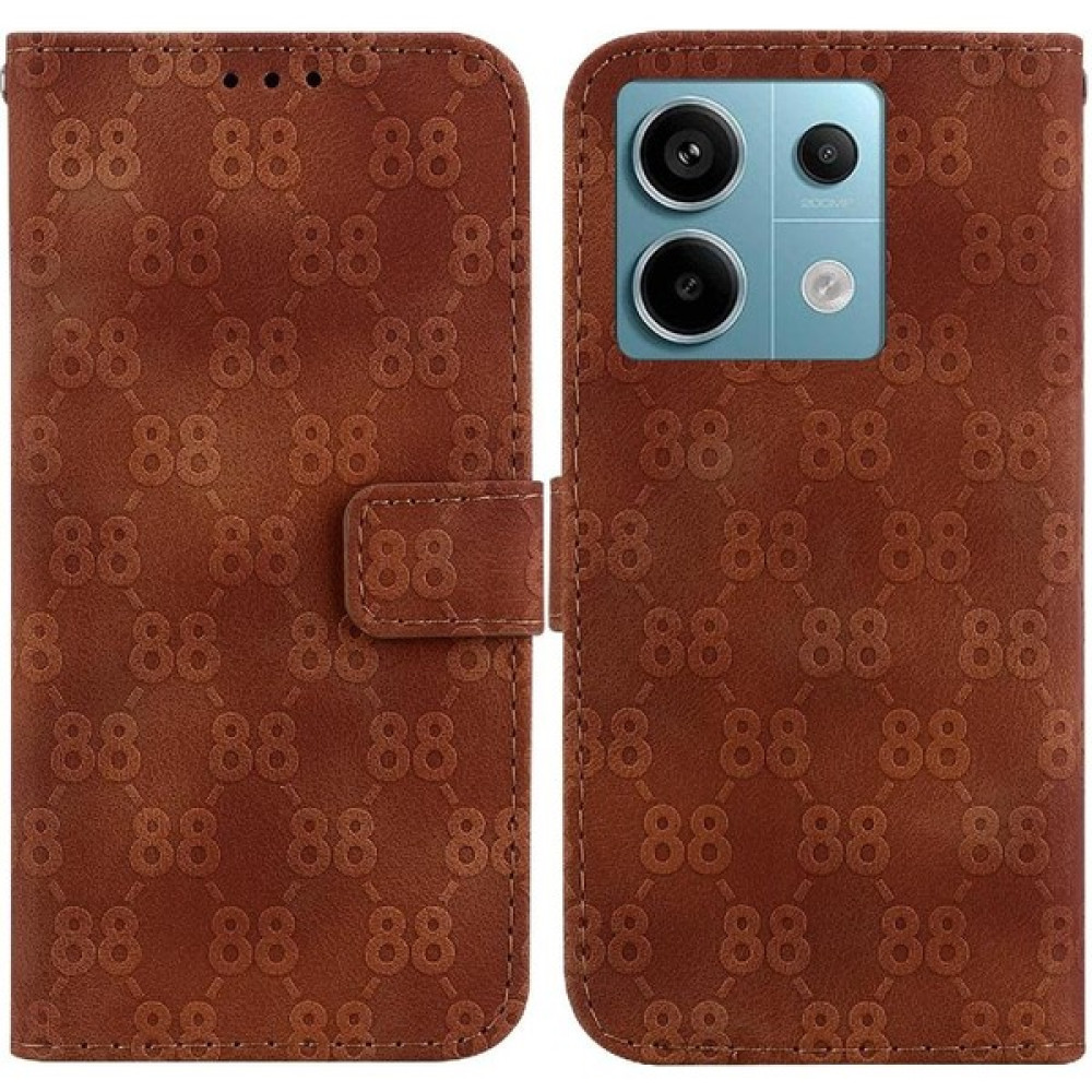 BDT Market - 9116 Telefon Kılıfı Için Xiaomi Poco X6 Cüzdan Kapak Pu Deri Çift 8 Kabartmalı (Yurt Dışından) - Kızıl Cep Telefonu Kılıfı Fiyatı