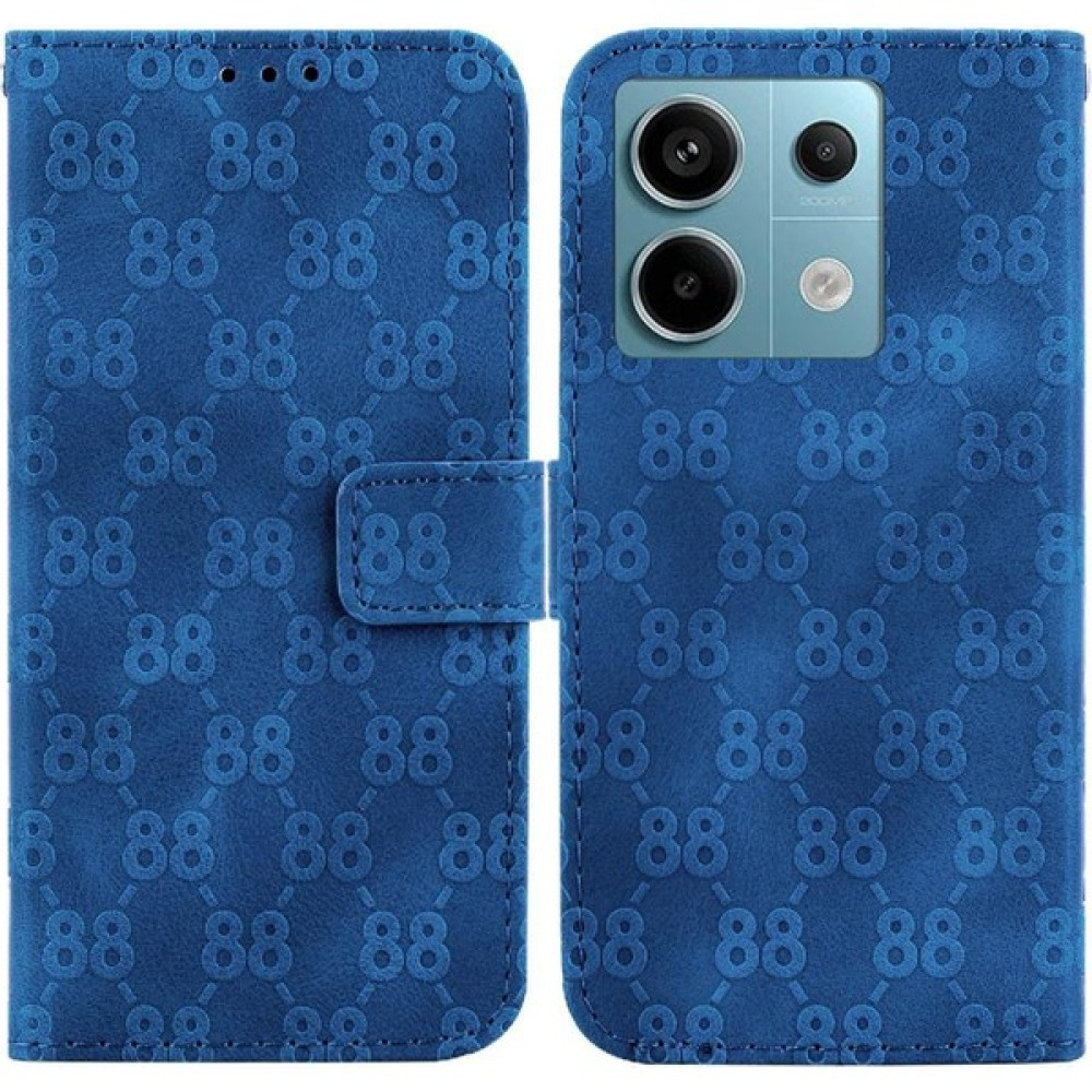 BDT Market - 9116 Telefon Kılıfı Için Xiaomi Poco X6 Cüzdan Kapak Pu Deri Çift 8 Kabartmalı (Yurt Dışından) - Mavi Cep Telefonu Kılıfı Fiyatı