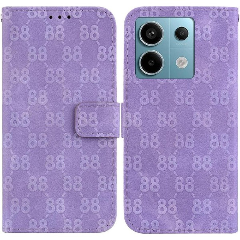 BDT Market - 9116 Telefon Kılıfı Için Xiaomi Poco X6 Cüzdan Kapak Pu Deri Çift 8 Kabartmalı (Yurt Dışından) - Mor Cep Telefonu Kılıfı Fiyatı