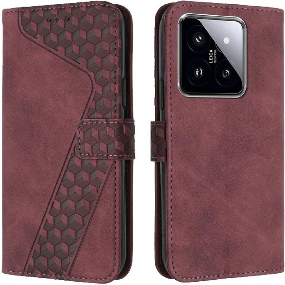 BDT Market - 9116 Xiaomi 14 Için Telefon Kılıfı Cüzdan Kart Yuvaları Kapak Manyetik Kickstand Flip (Yurt Dışından) - Kızıl Cep Telefonu Kılıfı Fiyatı