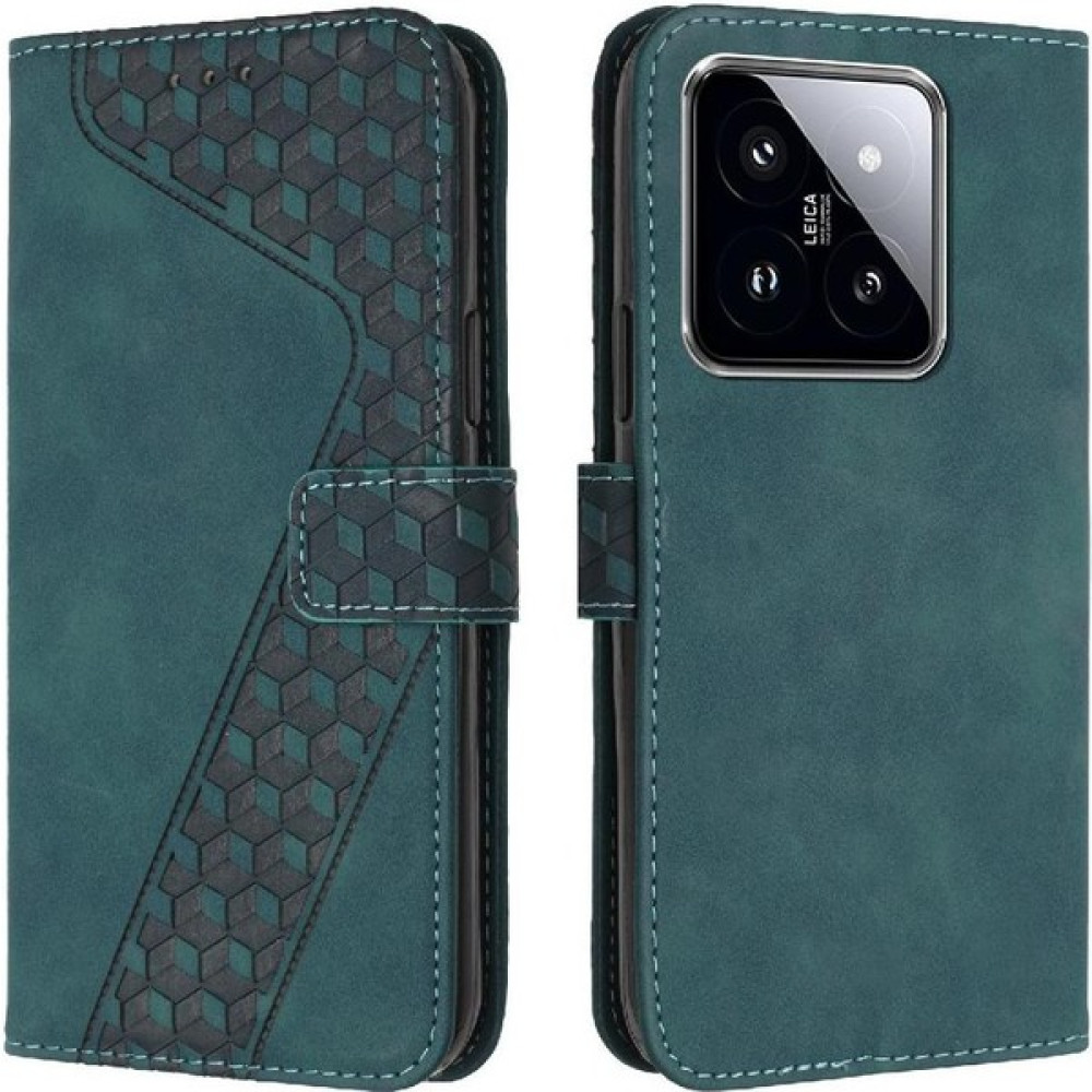 BDT Market - 9116 Xiaomi 14 Için Telefon Kılıfı Cüzdan Kart Yuvaları Kapak Manyetik Kickstand Flip (Yurt Dışından) - Yeşil Cep Telefonu Kılıfı Fiyatı