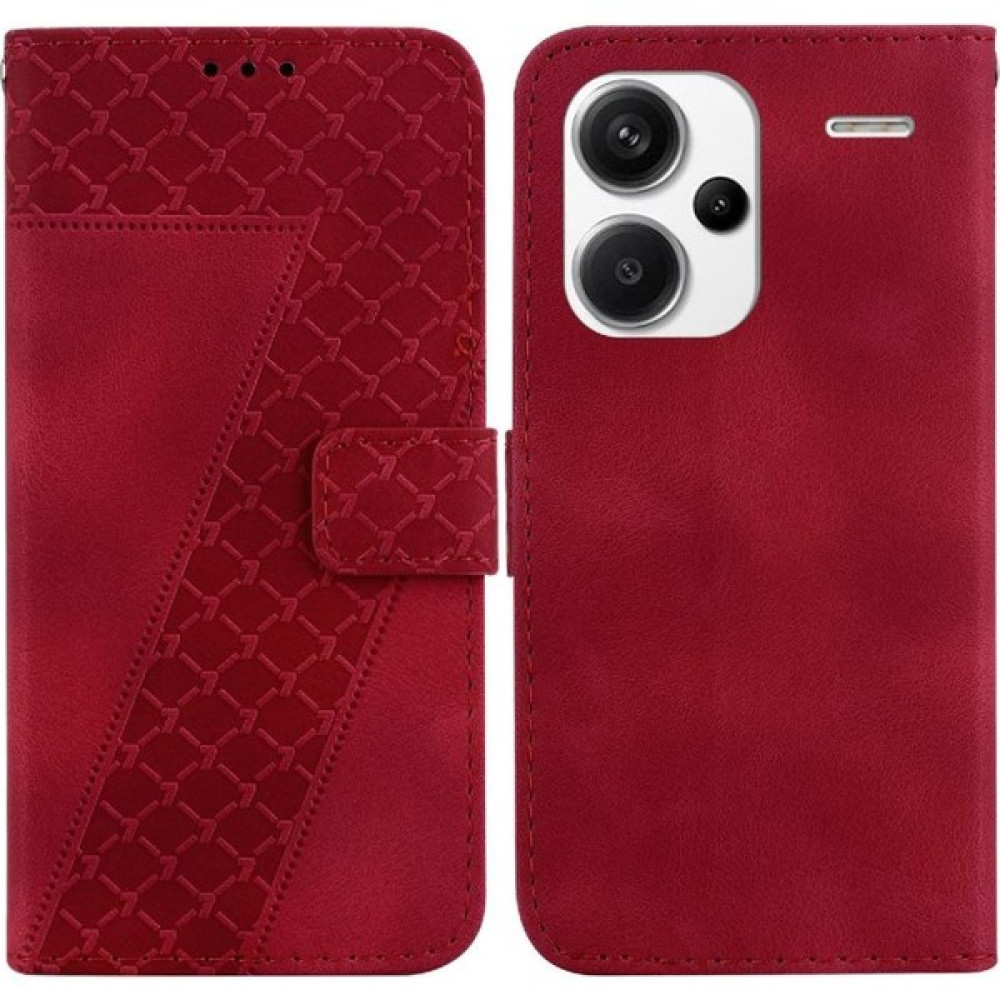 Bdt Shop Xiaomi Redmi Için Not 13 Pro Artı Flip Folio Kapak Cüzdan Kabartmalı Pu (Yurt Dışından) - Kırmızı - Redmi Note 13 Pro Plus Cep Telefonu Kılıfı Fiyatı