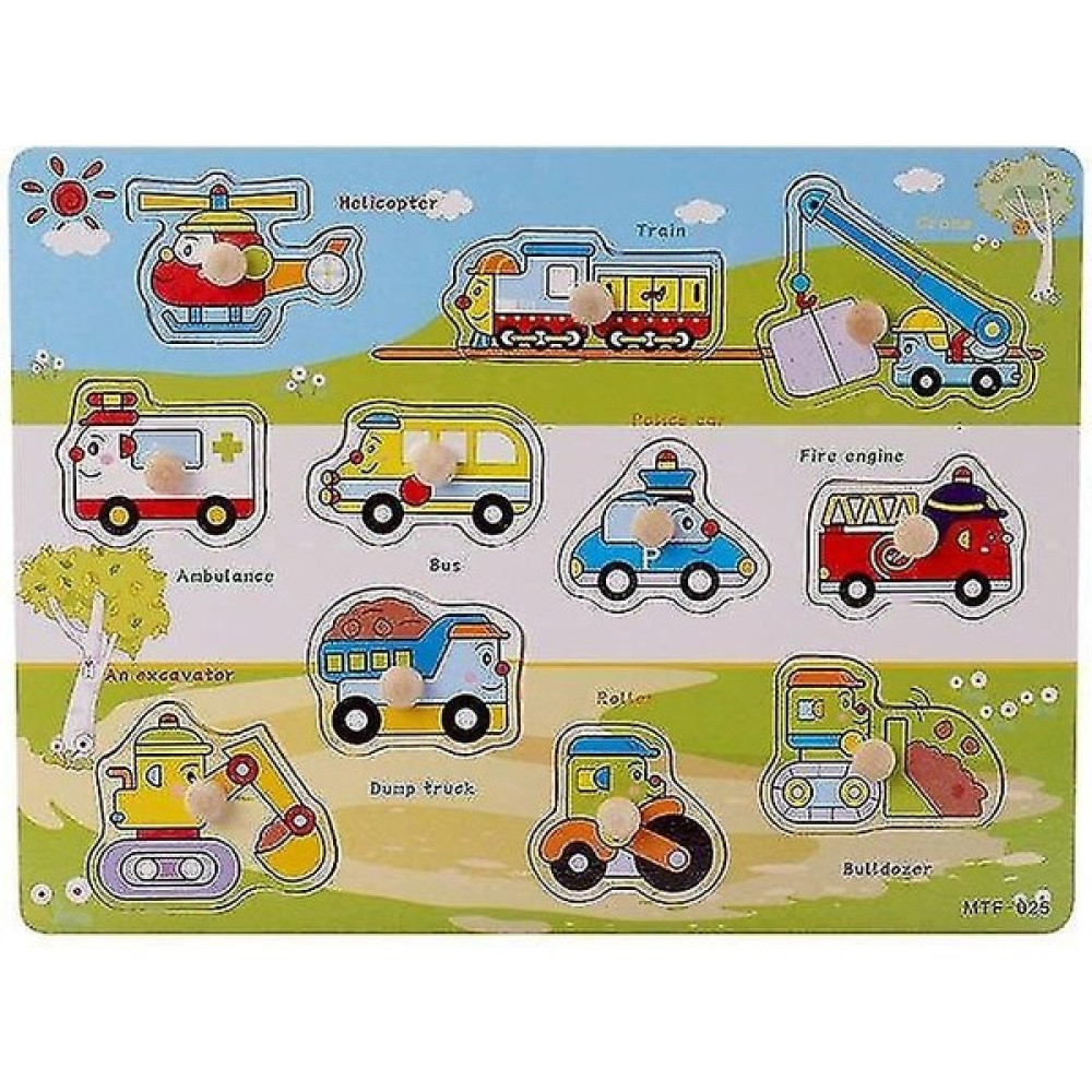 BDZ Mall (HH080 Büyük Boy) Montessori 3D Ahşap Puzzle Eğitim Çocuk Oyuncakları El Kepçe Kurulları Oyuncaklar Erken Oto Boyaları Fiyatı