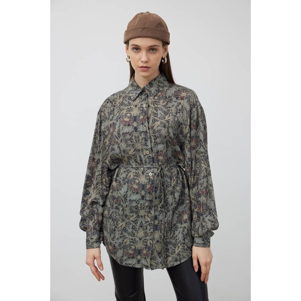 Be Blue Retro Floral Desenli Vintage Gömlek Kadın Gömlek Fiyatı