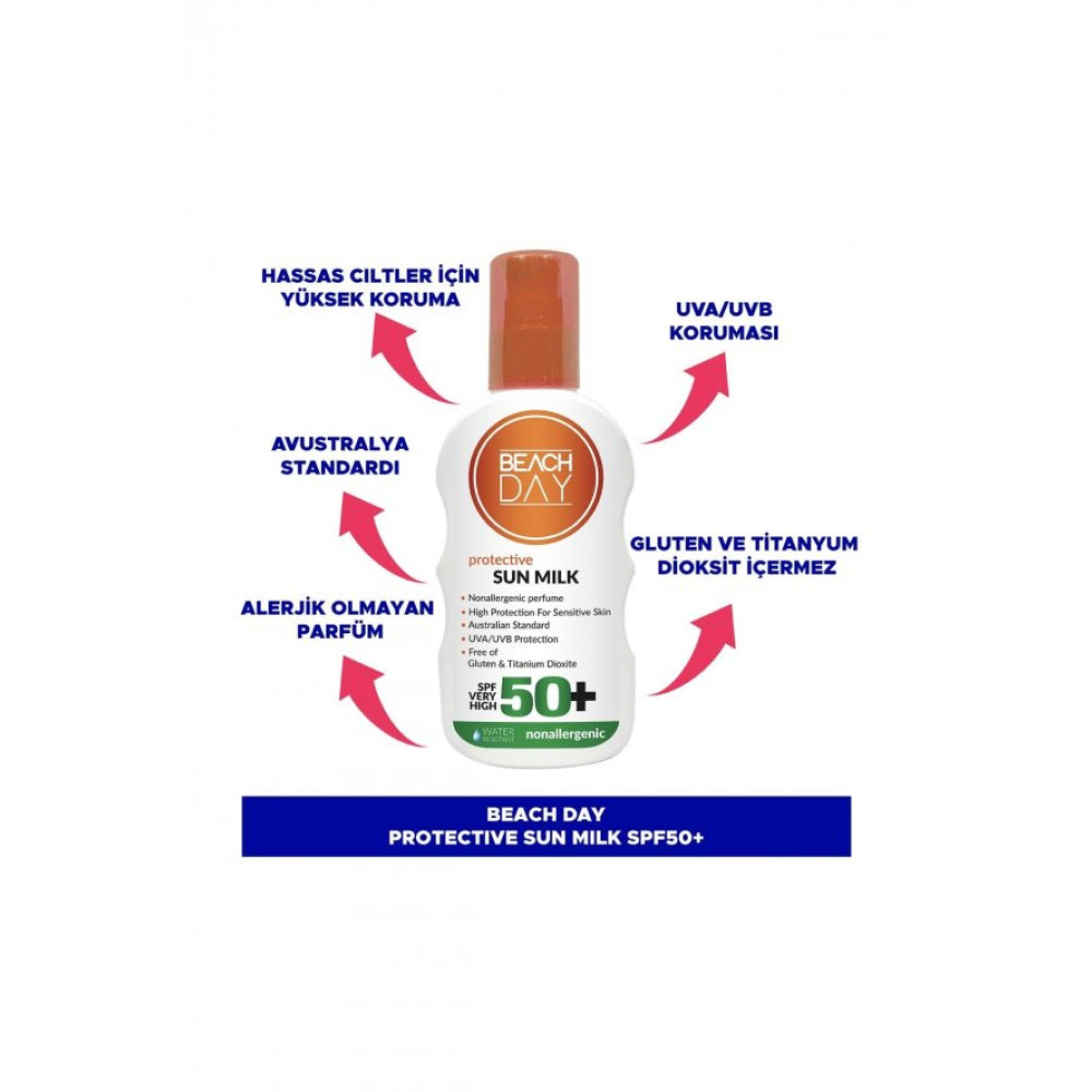 Beach Day Protective Sun Milk 150 Ml Sprey Spf 50(Allergy) Güneş Sonrası Kremler ve Losyonları Fiyatı