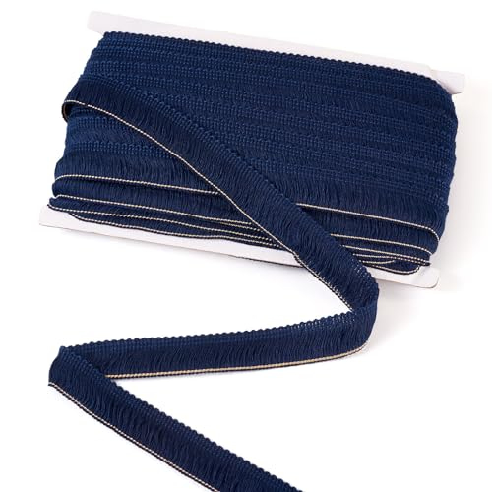 Beadthoven 27 Yards 1 Inch Fringe Trim Tassel Ribbon Polyester Lace Ribbon for Sewing, Clothing, Cushions, Pillow, Curtain, Home Decorations, DIY Crafts - Navy Blue