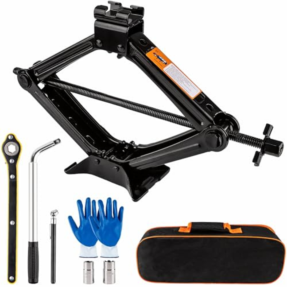 Beaiguna Portable Car Jack Kit, 2 Ton (4409 lbs) Scissor Jack for Car, Upgrade Emergency Spare Tire Changing Repair Kit, Compact Car Jack with Lug Wrench, Universal Vehicle Scissor Lift Jacks for SUV