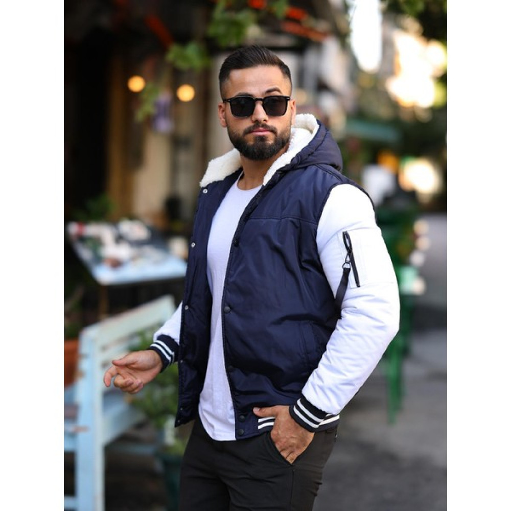 Bear Glam Erkek Düğmeli Kürk Kapşonlu Mont Erkek Mont Fiyatı