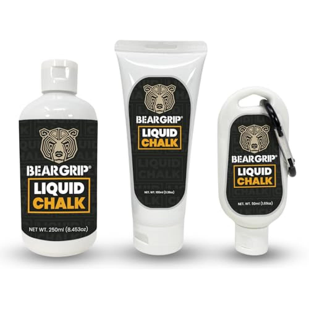 BEAR GRIP - LIQUID CHALK (CHOOSE between the three Sizes 50 ml, 100 ml or 250 ml) | Sports Chalk | Sweat Free Hands | Crossfit | Weightlifting | Powerlifting | Rock Climbing | Bodybuilding