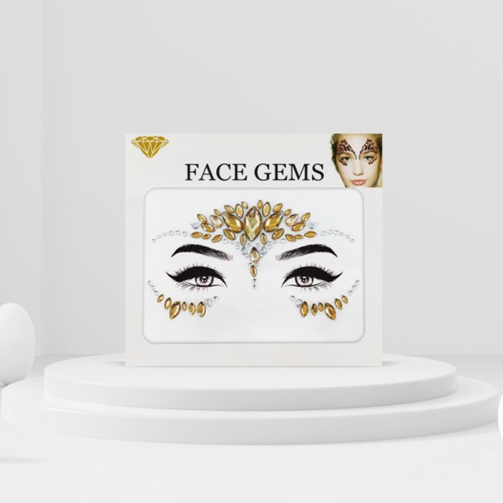 Bear & Pear Gold Renkli Kendinden Yapışkanlı Kristal Yüz Taşı Face Sticker Altın, Takı & Aksesuar Fiyatı