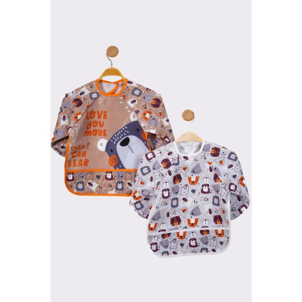 Bear's Desenli 2'li Kombin Kollu Mama Önlüğü - 6 - 24 Ay - Standart Mama Önlüğü Fiyatı