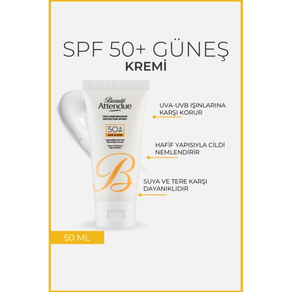 Beaute Attendue Yüksek Koruma Performanslı Spf 50+ Yüz Güneş Kremi Oto Boyaları Fiyatı