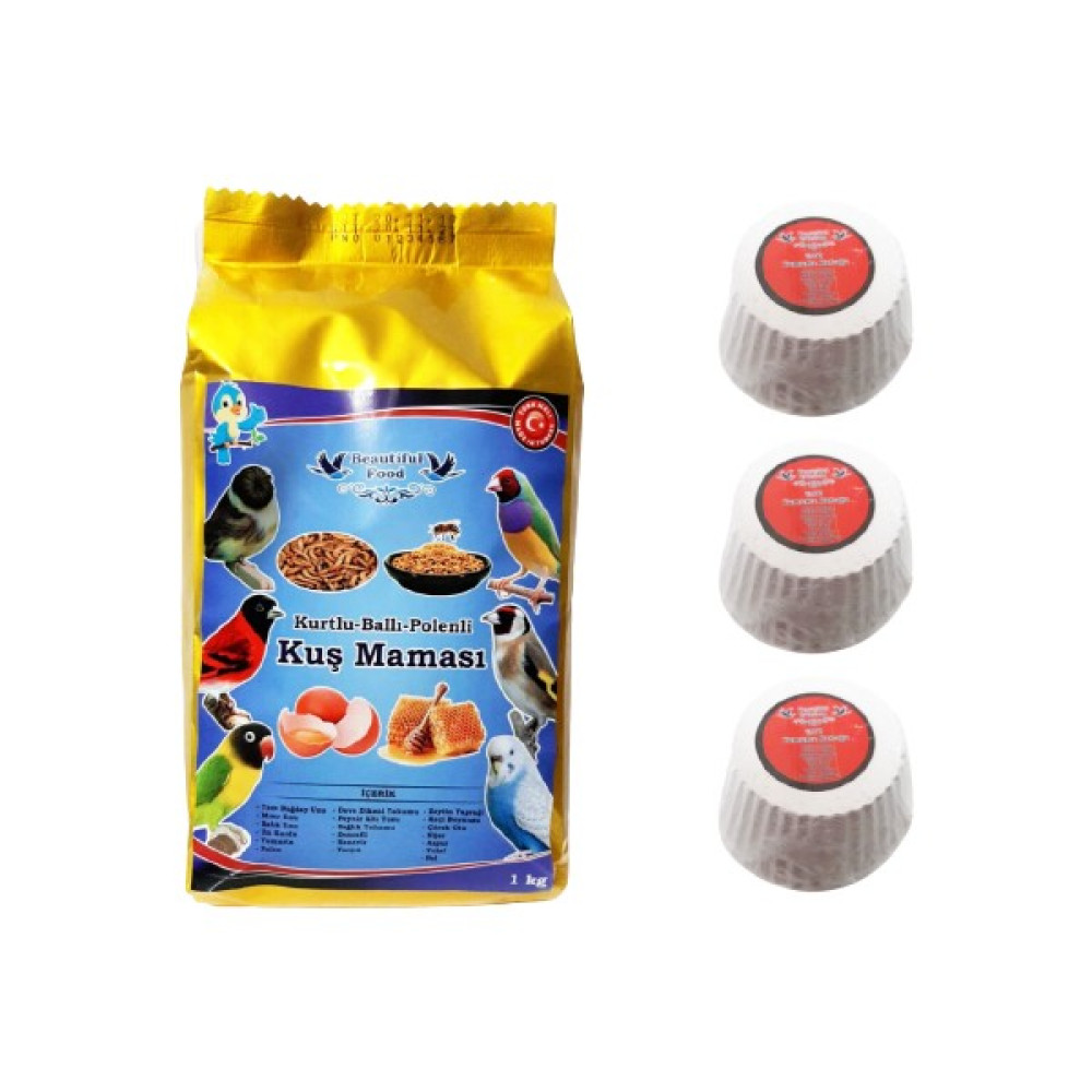 Beautiful Food Kurtlu Kuş Maması 1 kg + 3 Adet Gaga Taşı Evcil Hayvan Ürünleri Fiyatı