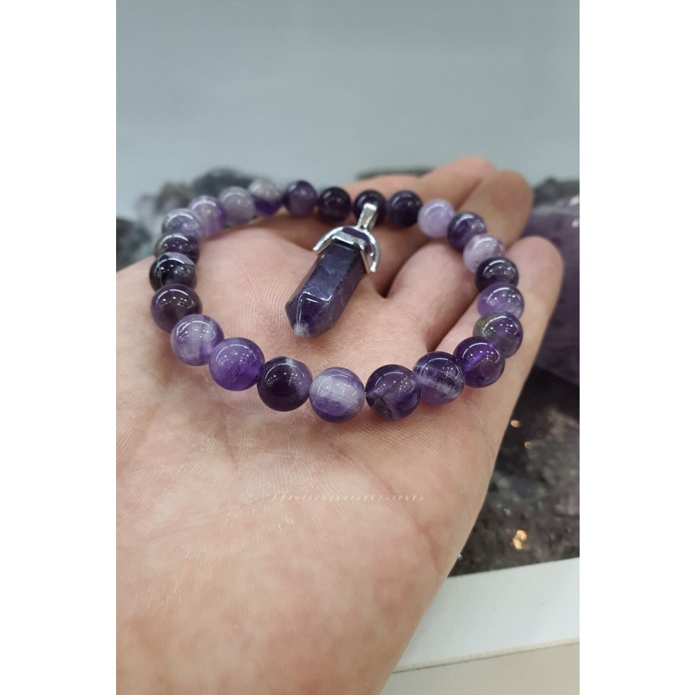 beautifulnaturelstones Ametist Doğal Taş Bileklik 8 Mm Aa Kalite ( Kolye Hediyeli ) ( Yaşam Enerjisi ) 18-19 cm Beden Bijuteri Bilezik Fiyatı