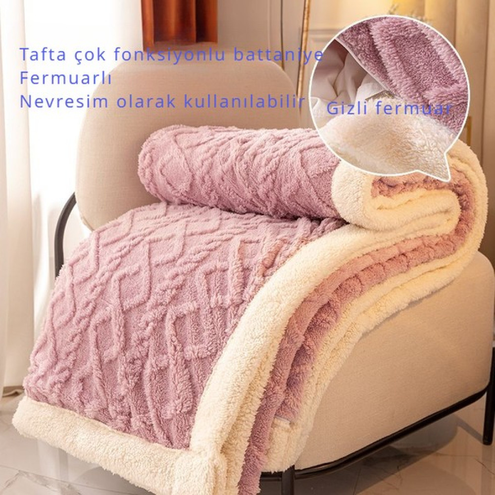 Beautifyy Taff Polar Battaniye - Açık Gri (Yurt Dışından) - 150 x 200 cm - Leylak Battaniye Fiyatı