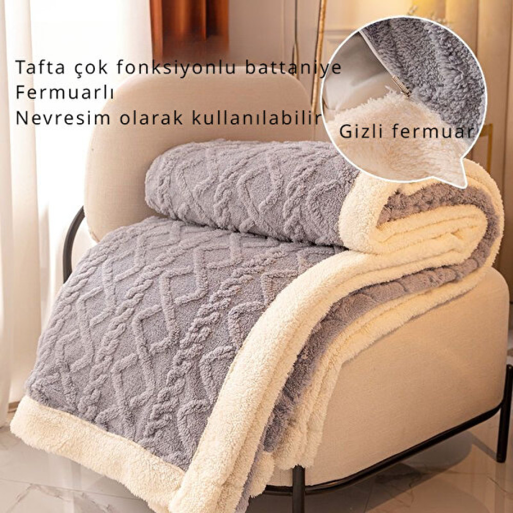 Beautifyy Taff Polar Battaniye - Açık Gri (Yurt Dışından) - 200 x 230 cm Battaniye Fiyatı