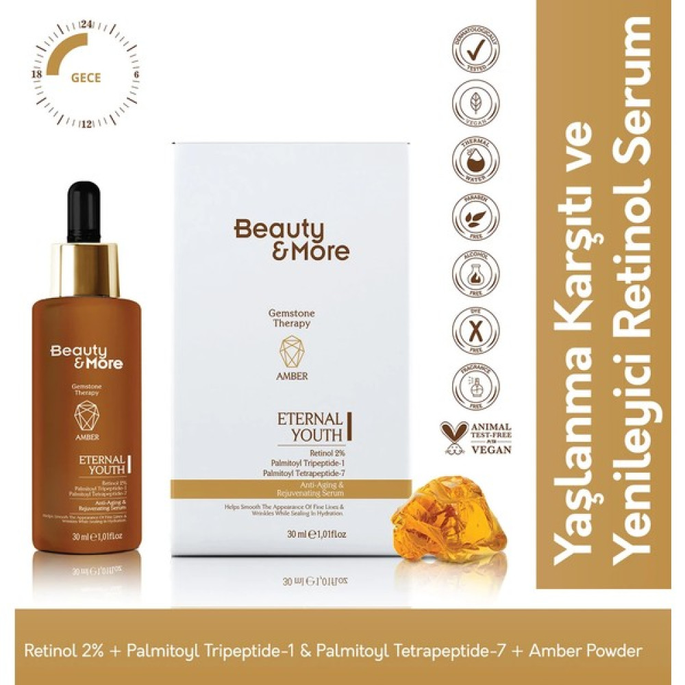Beauty&More Amber Eternal Youth ve Yenileyici Retinol Serum 30 ml Retinol 2% + Palmitoyl Tripeptide-1 & Palmitoyl Tetrapeptide-7 + Amber Powder Anti-Aging / Yaşlanma Karşıtı Fiyatı