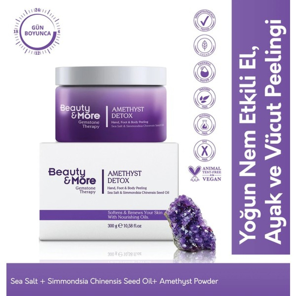 Beauty&More Ametist Detox El, Ayak ve Vücüt Peelingi 300 G Sea Salt + Simmondsia Chinensis Seed Oil+ Ametist Powder Vücut Bakımı Fiyatı