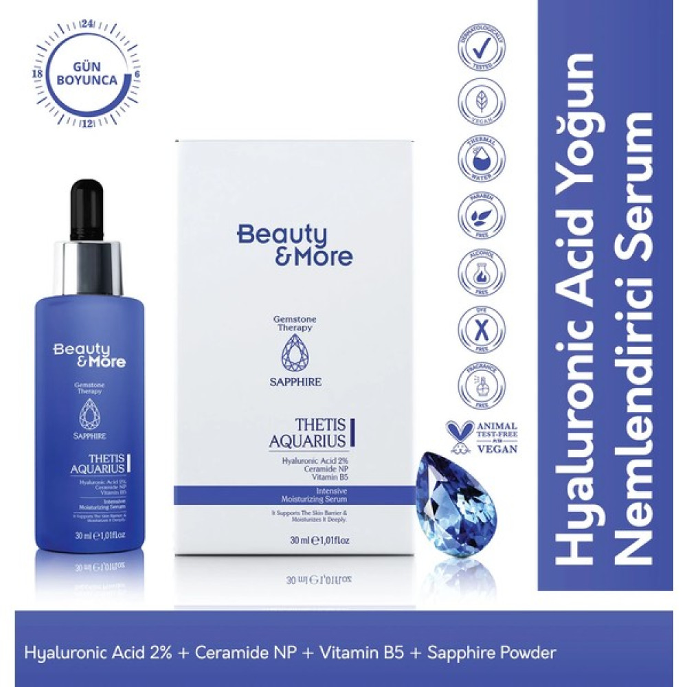 Beauty&More Safir Thetis Aquarius Yoğun Nemlendirici Serum 30 ml Hyaluronic Acid 2% + Ceramide NP + Vitamin B5 + Safir Powder Anti-Aging / Yaşlanma Karşıtı Fiyatı
