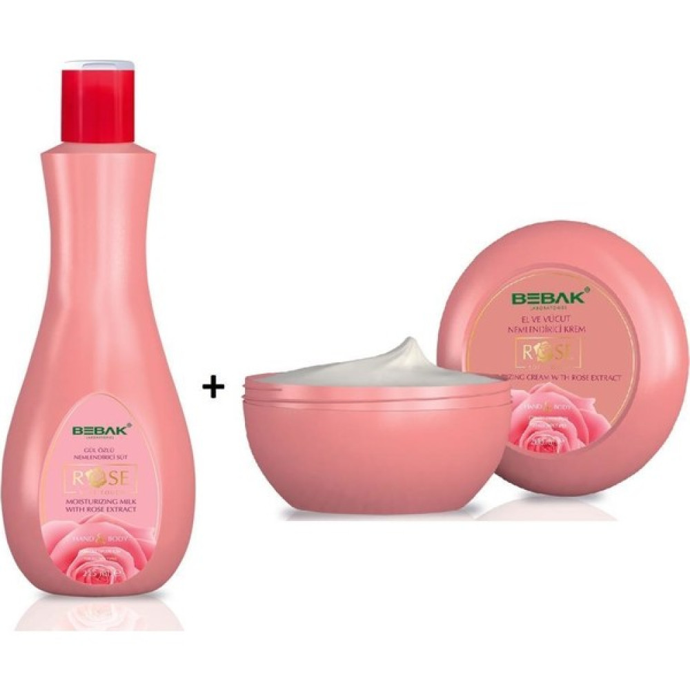 Bebak Gül Özlü El ve Vücut Kremi 200ML + Temizleme Sütü 215ML Nemlendiriciler Fiyatı