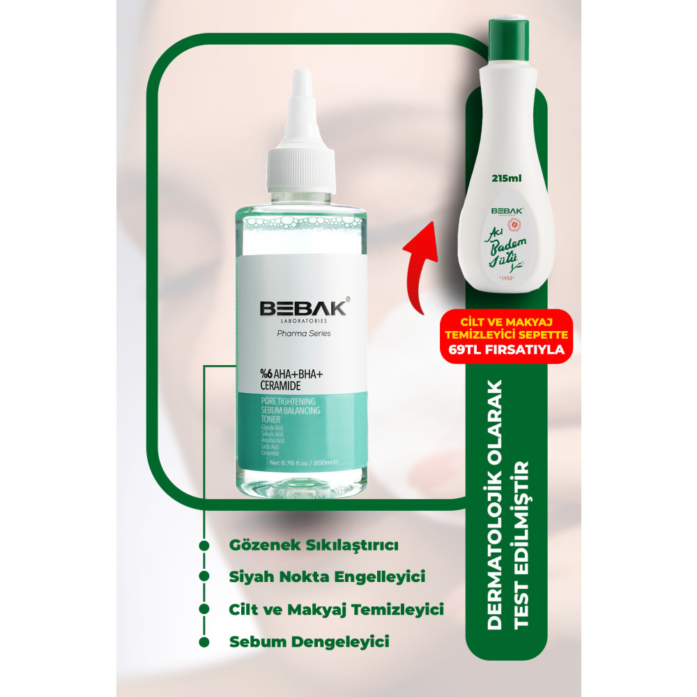 Bebak Pharma Gözenek Sıkılaştırıcı Ve Siyah Noktalara Etkili Tonik 200ml (GLYCOLİC ACİD 5% AHA) Cilt ve Yüz Bakımı Fiyatı