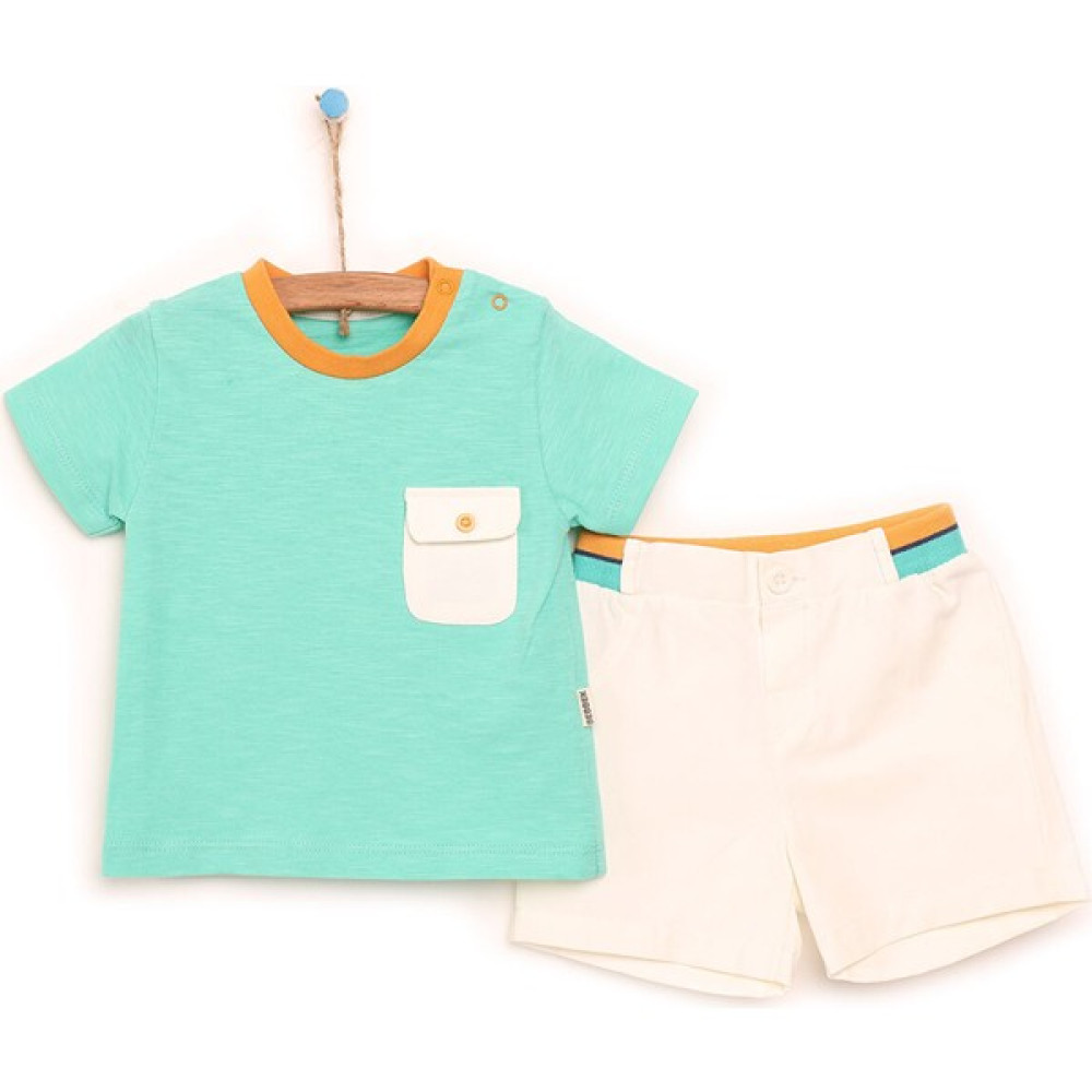 Bebbek Baby Shark Cep Detaylı Tshirt-Şort Takım Erkek Bebek Bebek Giysi Takım Fiyatı