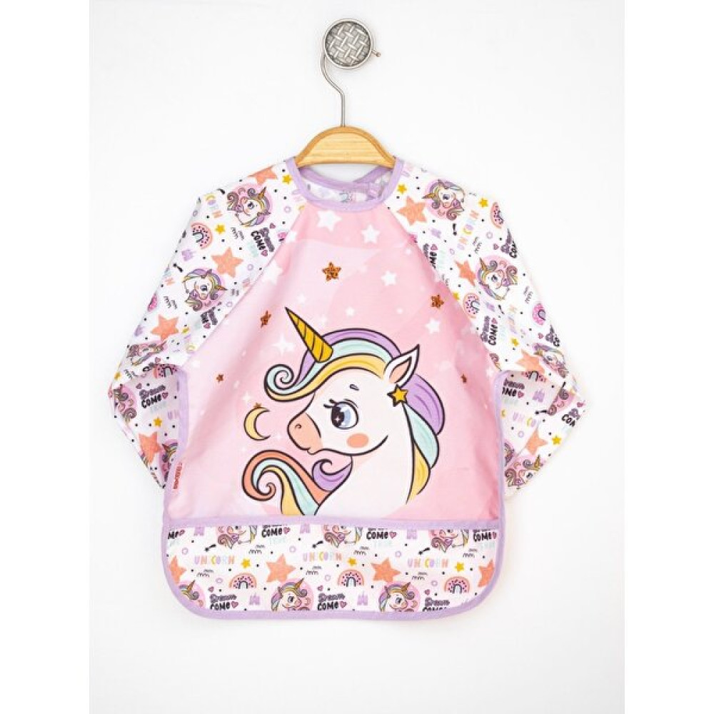 Bebechi Unicorn Desenli Uzun Kollu Sıvı Geçirmez Önlük, Mama Aktivite Önlüğü - 0 - 2 Yaş - Pembe Mama Önlüğü Fiyatı