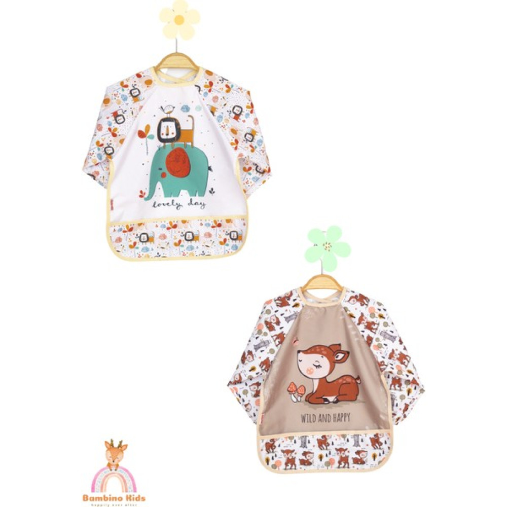 Bebechi Uzun Kollu Mama Önlüğü 2'li Set (6-24 Ay) Safari-Karaca - 6 - 24 Ay - Sarı Mama Önlüğü Fiyatı