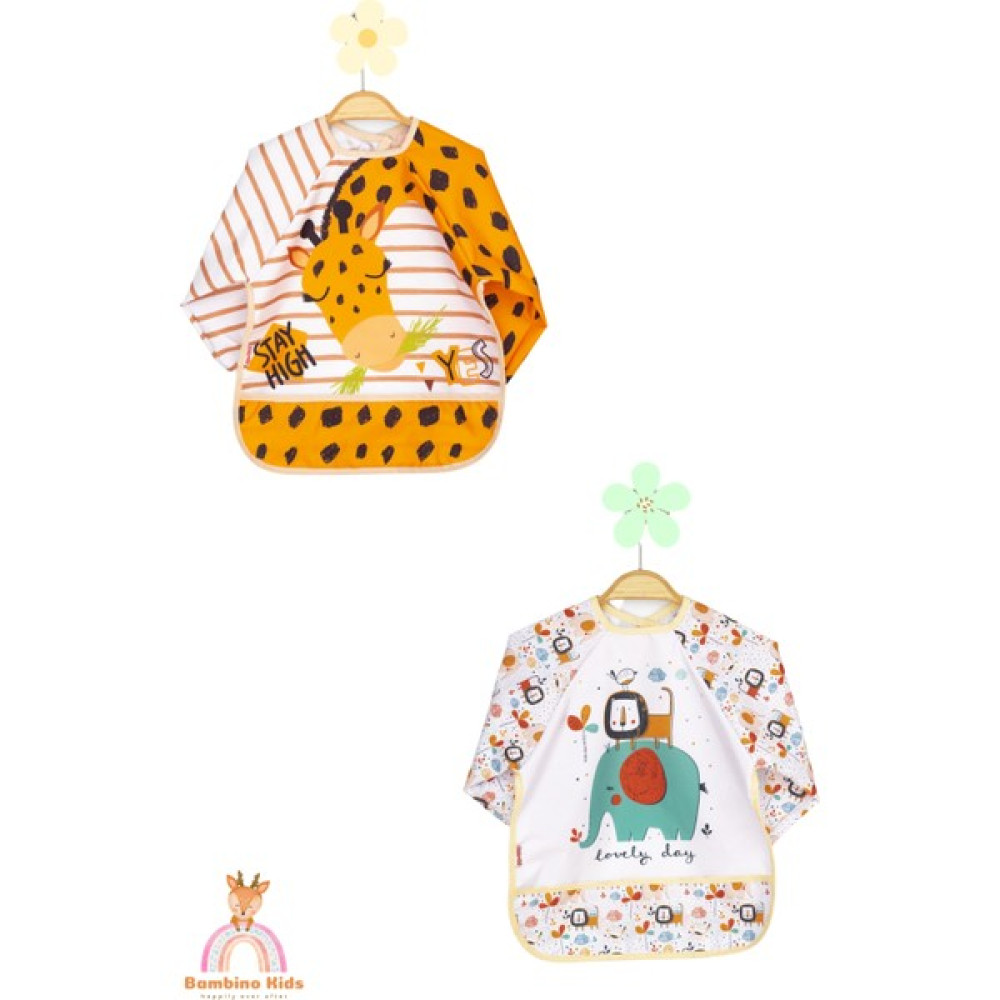 Bebechi Uzun Kollu Mama Önlüğü 2'li Set (6-24 Ay) Zürafa-Safari - 6 - 24 Ay - Turuncu Mama Önlüğü Fiyatı