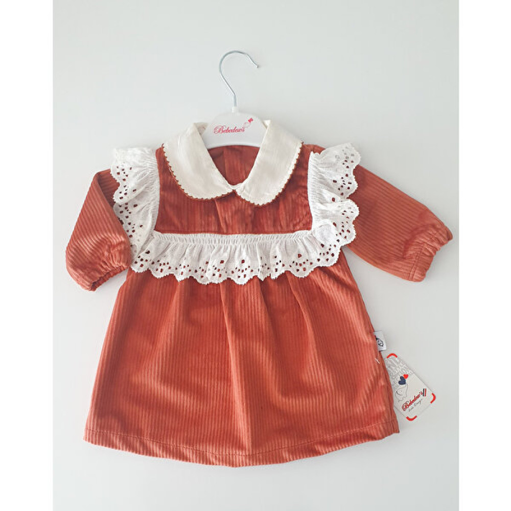 Bebedex's Baby Dantel Fırfırlı Kadife Kız Bebek Elbisesi Bebek Elbisesi Fiyatı