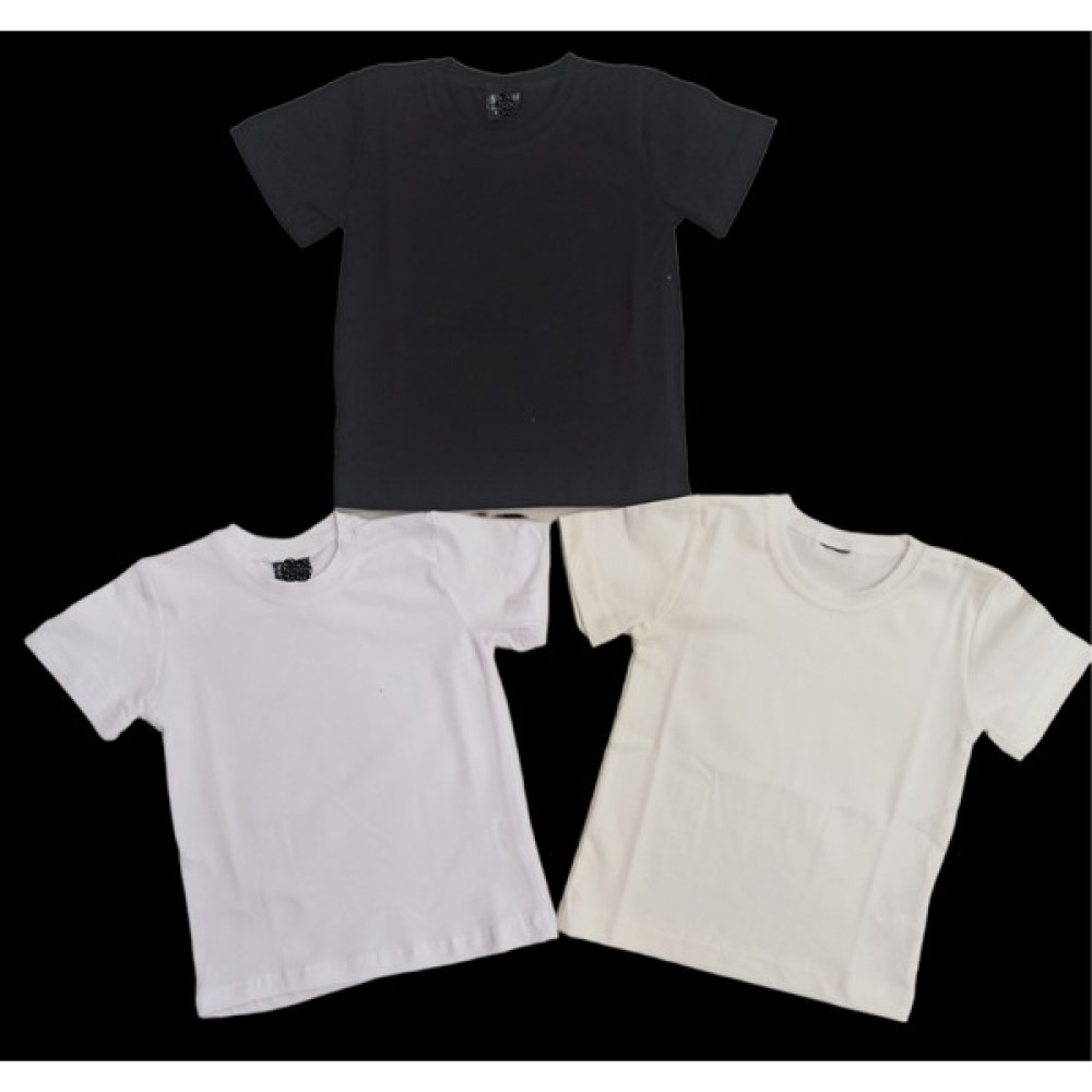 Bebedino Basic Düz Bisiklet Yaka Kısa Kollu Likralı Badi Sweat T-Shirt (3 Lü Paket Krem-Siyah-Beyaz)  Kız Çocuk T-shirt Fiyatı