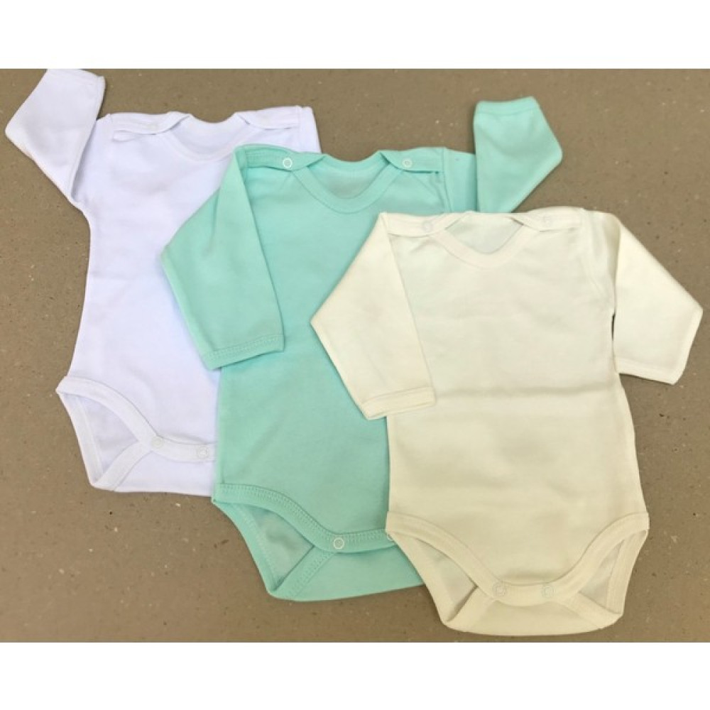 Bebedino Çıtçıtlı Badi Uzun Kol (3 Lü Paket) (Beyaz,yeşil,krem) Bebek Zıbın Seti Fiyatı