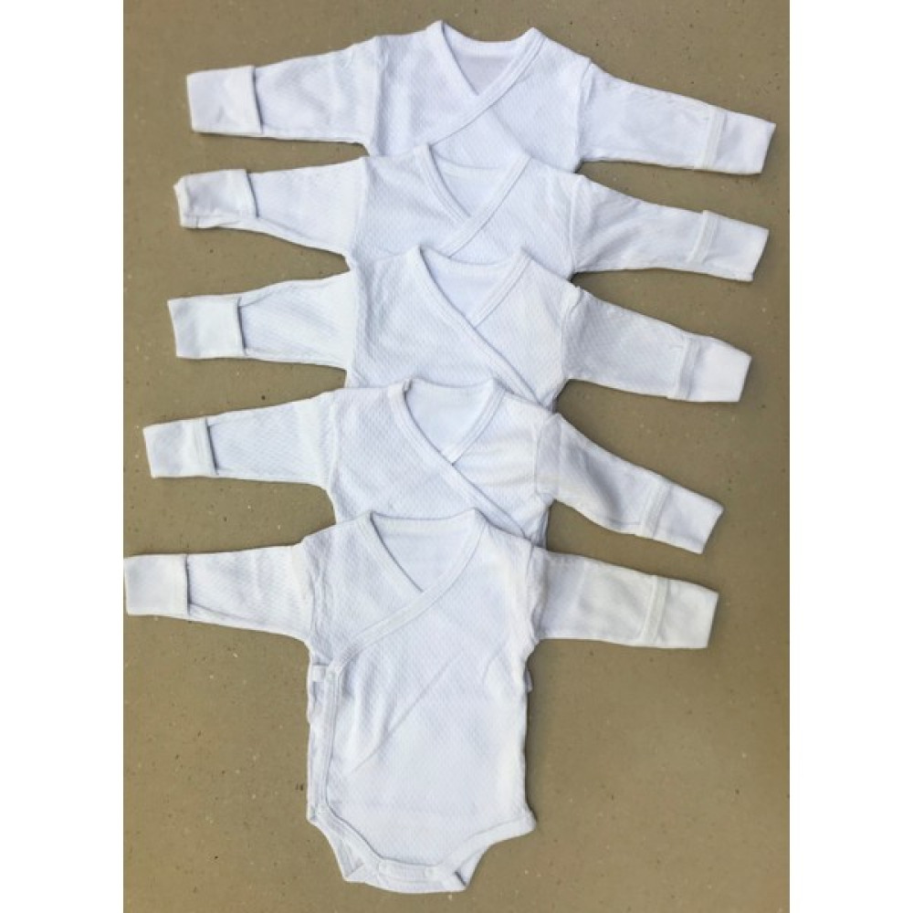 Bebedino Uzun Kollu Kendinden Eldivenli Çıtçıtlı Beyaz Renk Kruvaze Badi (5 Li Paket) Bebek Zıbın Seti Fiyatı