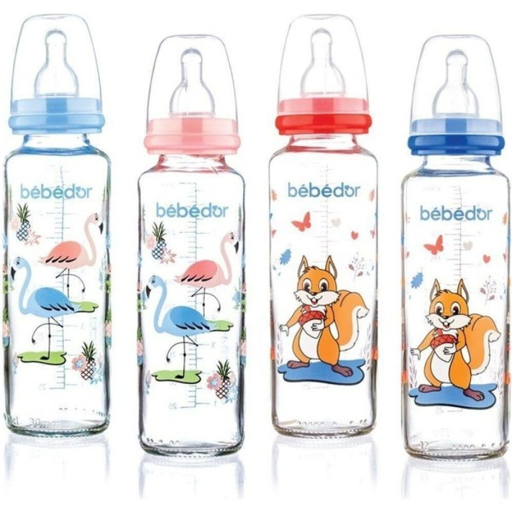 Bebedor 31302 Desenli Cam Biberon Silikon Emzikli 250 ml x 2 Ade - Mineral Blue - 0 - 3 Ay Emzik Fiyatı