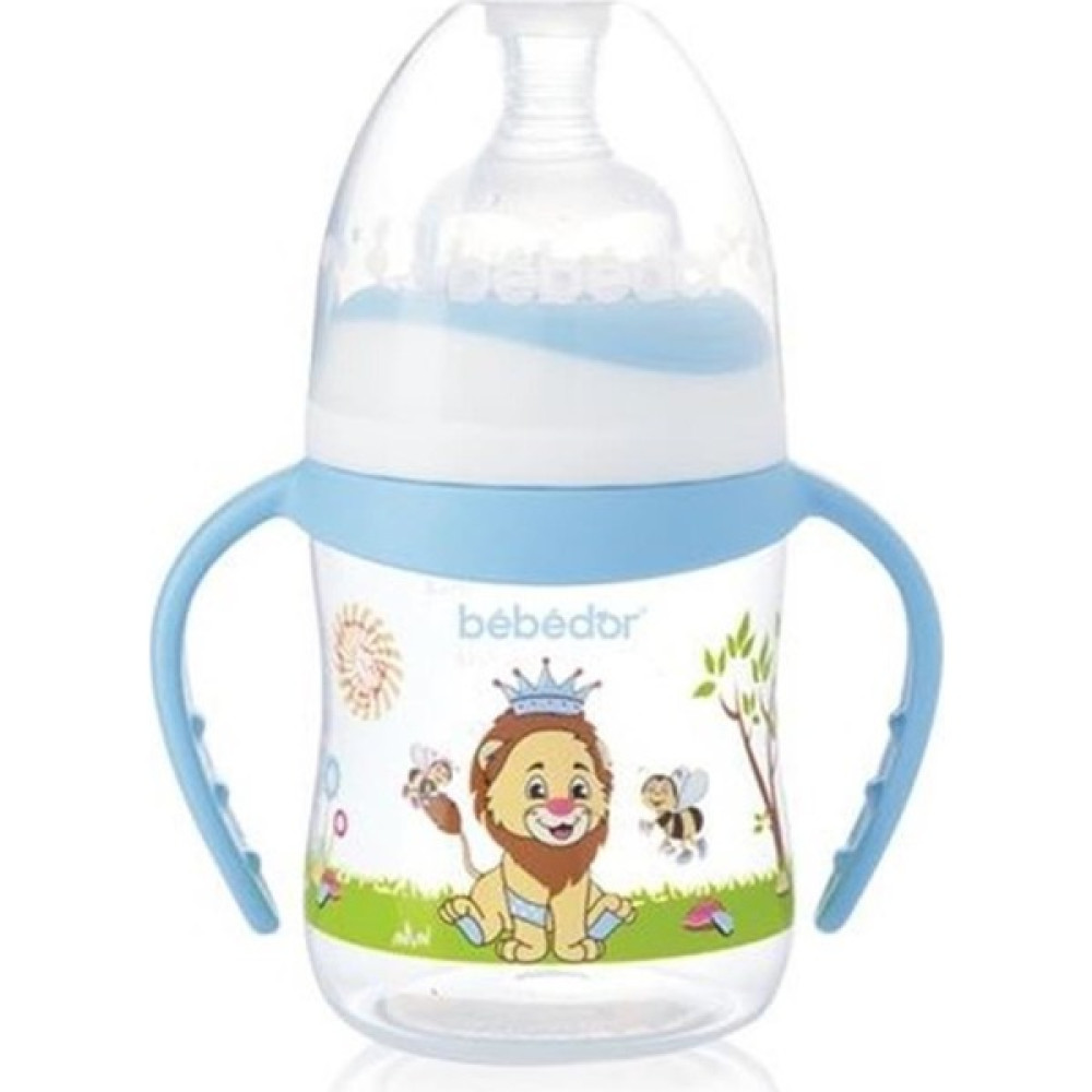 Bebedor B-88322 Desenli Geniş Ağız Kulplu Biberon 150 ml Mavi Biberon Fiyatı