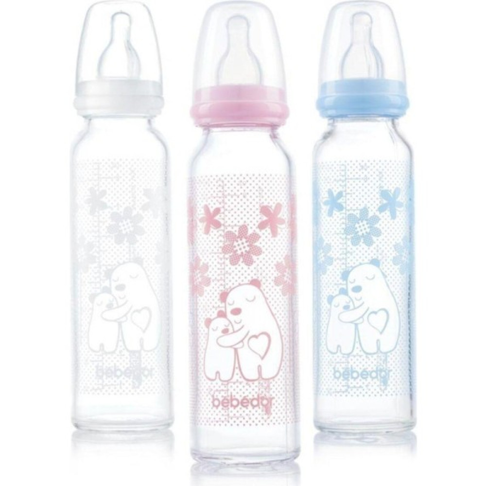 Bebedor Silikon Emzikli Isıya Dayanıklı Cam Biberon 250 ml 3+ Ay - Mineral Blue - 0 - 3 Ay Emzik Fiyatı