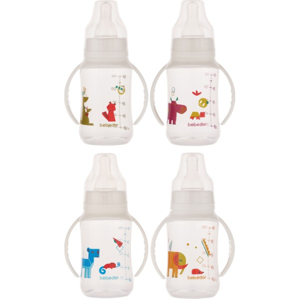 Bebedor Silikon Emzikli PP Desenli Kulplu Biberon 150 Ml - 6/18 Ay - 125 ml Biberon Fiyatı